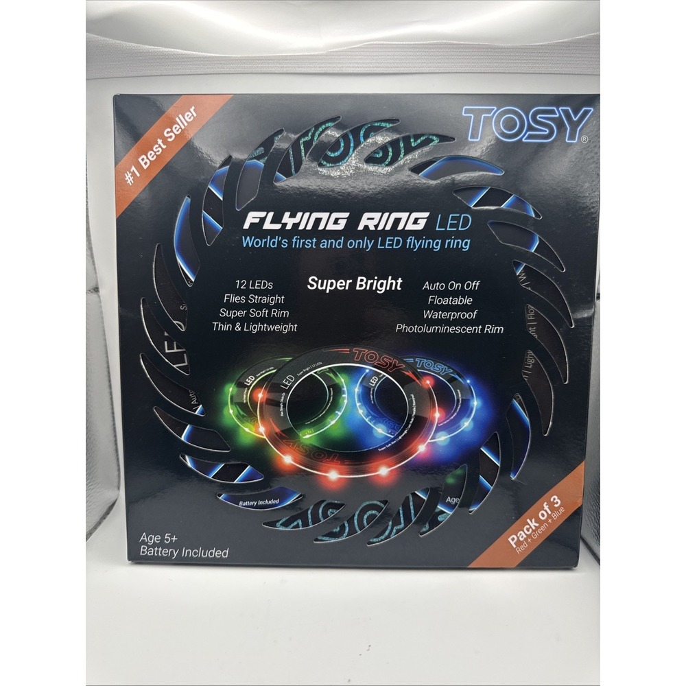 TOSY Flying Ring - 12 LEDs, Super Bright, 3x LED (Red, Green, Blue) New‎ In Box